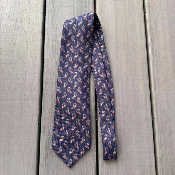 Ermenegildo Zegna Men’s Paisley Floral Navy Rose Gold Brown Neck‎ Silk Tie 3.75” - Picture 4 of 9